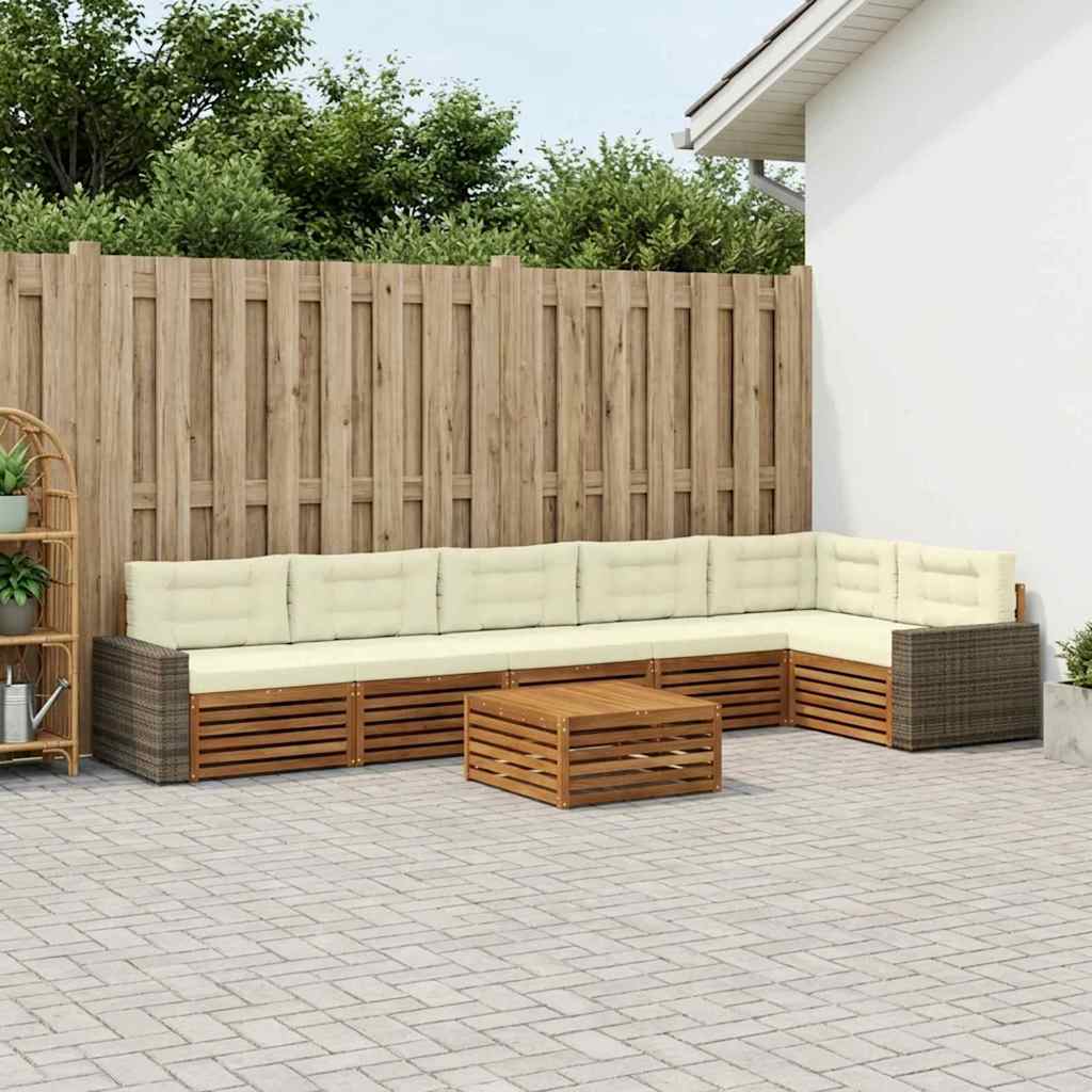 3383458_1.jpg vidaXL Záhradná súprava gaučov 7 pcs Prírodná a krémová – Obrázok 1