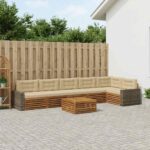 vidaXL Záhradná súprava gaučov 7 pcs Prírodná a béžová 79 x 79 x 37 cm