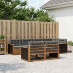 vidaXL Záhradná súprava gaučov s vankúšom 7 pcs Prírodná a antracitová