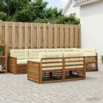 vidaXL Záhradná súprava gaučov s vankúšom 7 pcs Prírodná a krémová