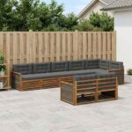 vidaXL Záhradná súprava gaučov s vankúšom 8 pcs Prírodná a antracitová