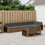 vidaXL Záhradná súprava gaučov s vankúšom 8 pcs Prírodná a antracitová – Obrázok 3