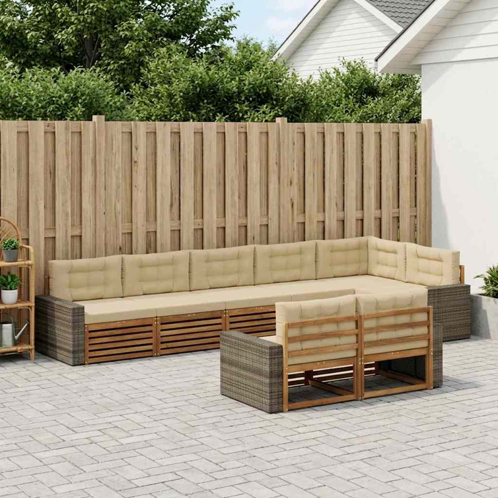 3383521_1.jpg vidaXL Záhradná súprava gaučov s vankúšom 8 pcs Prírodná a béžová – Obrázok 1