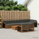 vidaXL Záhradná súprava gaučov s vankúšom 9 pcs