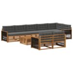 vidaXL Záhradná súprava gaučov s vankúšom 9 pcs – Obrázok 2
