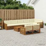 vidaXL Záhradná súprava gaučov s vankúšom 9 pcs