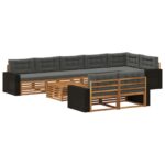 vidaXL Záhradná súprava gaučov s vankúšom 9 pcs – Obrázok 2