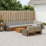 vidaXL Záhradná súprava gaučov s vankúšom 9 pcs