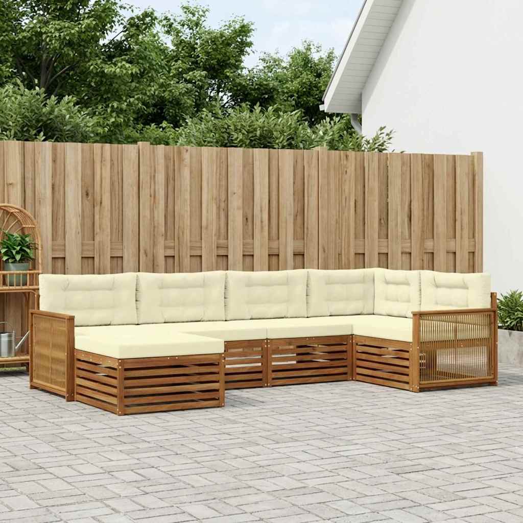 3383568_1.jpg vidaXL Záhradná súprava gaučov s vankúšom 6 pcs Prírodná a krémová – Obrázok 1