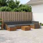 vidaXL Záhradná súprava gaučov s vankúšom 8 pcs Prírodná a antracitová