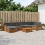 vidaXL Záhradná súprava gaučov 8 pcs Prírodná a antracitová