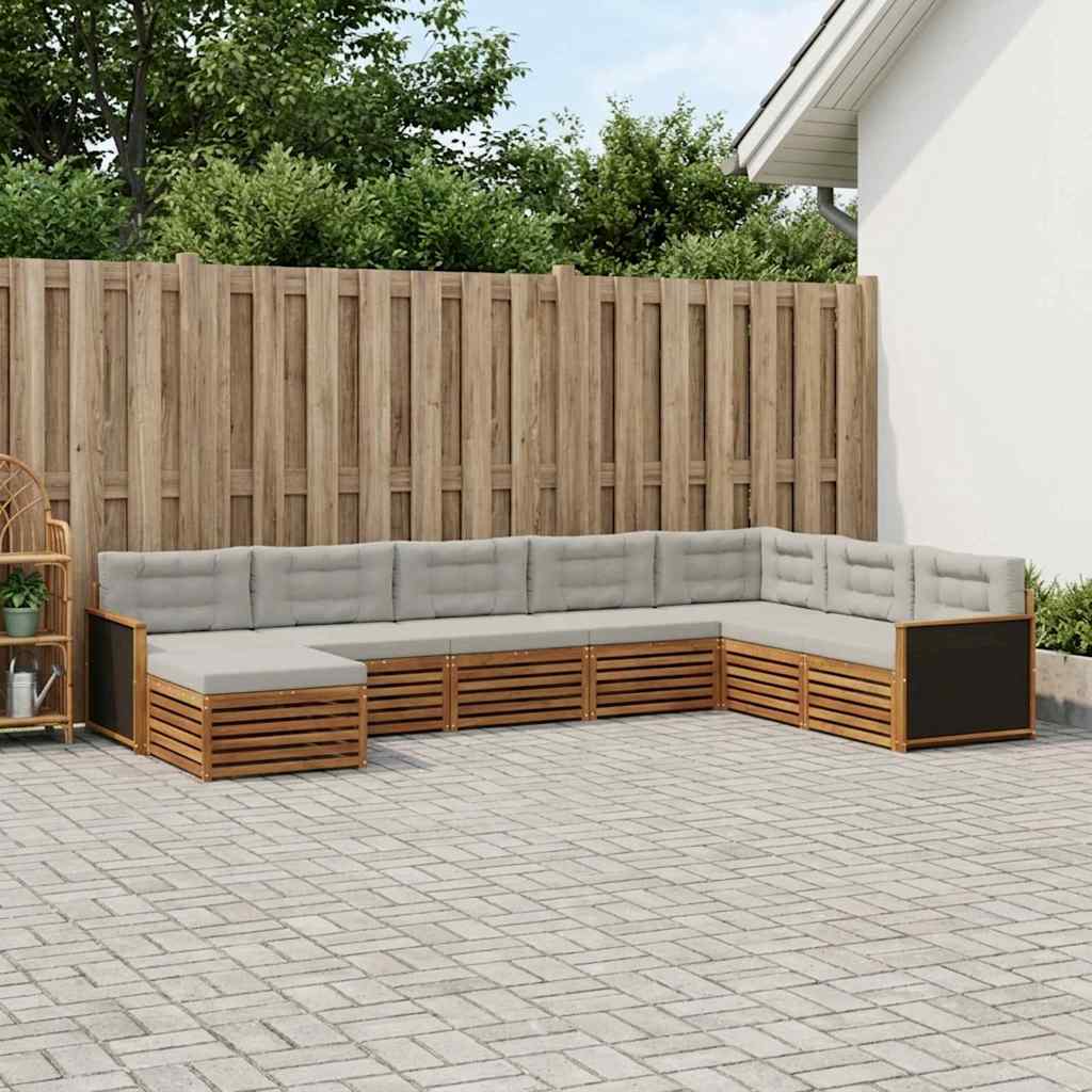 3383704_1.jpg vidaXL Záhradná súprava gaučov s vankúšom 8 pcs Prírodná a svetlosivá – Obrázok 1