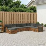 vidaXL Záhradná súprava gaučov s vankúšom 8 pcs Prírodná a antracitová