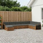 vidaXL Záhradná súprava gaučov s vankúšom 8 pcs Prírodná a antracitová