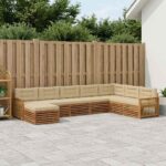 vidaXL Záhradná súprava gaučov s vankúšom 8 pcs Prírodná a béžová