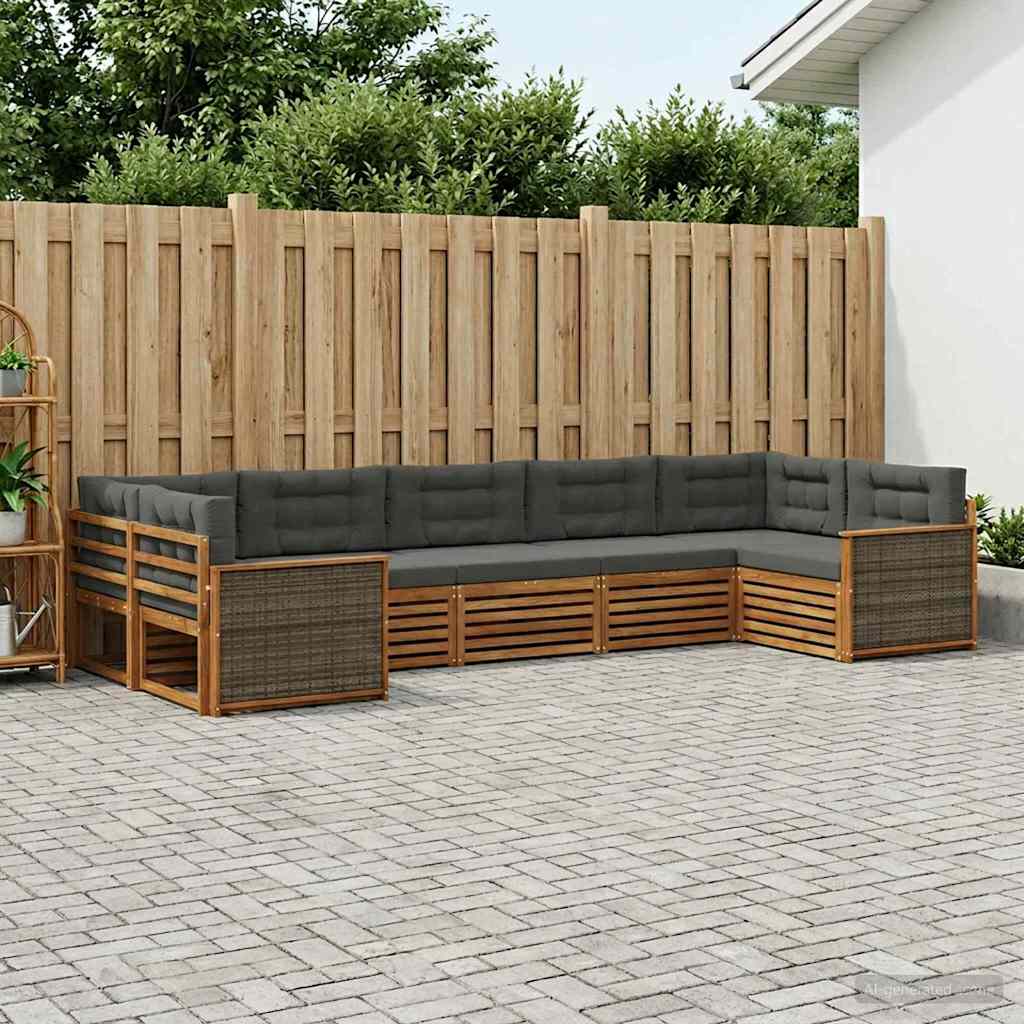 3383800_1.jpg vidaXL Záhradná súprava gaučov s vankúšom 7 pcs Prírodná a antracitová – Obrázok 1