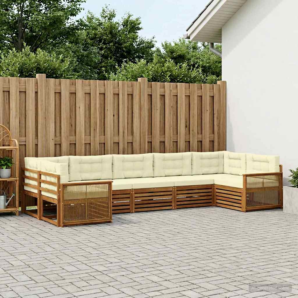 3383808_1.jpg vidaXL Záhradná súprava gaučov s vankúšom 7 pcs Prírodná a krémová – Obrázok 1