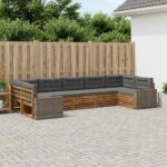 vidaXL Záhradná súprava gaučov s vankúšom 7 pcs Prírodná a antracitová