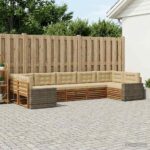 vidaXL Záhradná súprava gaučov s vankúšom 7 pcs Prírodná a béžová