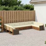 vidaXL Súpravy pohoviek s vankúšom 10 pcs Pevné akáciové drevo