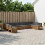 vidaXL Súpravy pohoviek s vankúšom 10 pcs Pevné akáciové drevo