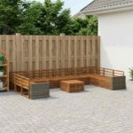 vidaXL Súpravy pohoviek 11 pcs Pevné akáciové drevo