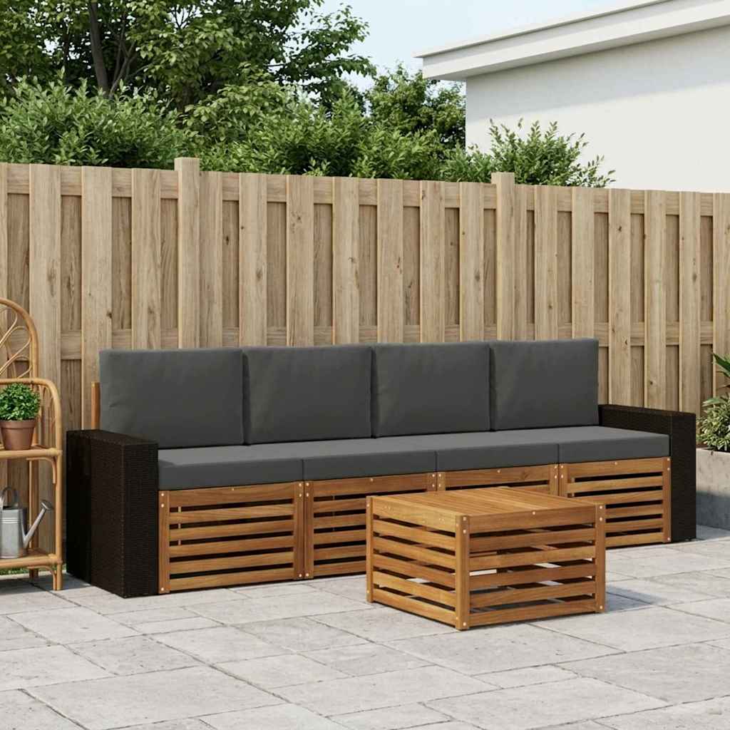 3384003_1.jpg vidaXL Záhradná súprava gaučov s vankúšom 5 pcs Prírodná a antracitová – Obrázok 1