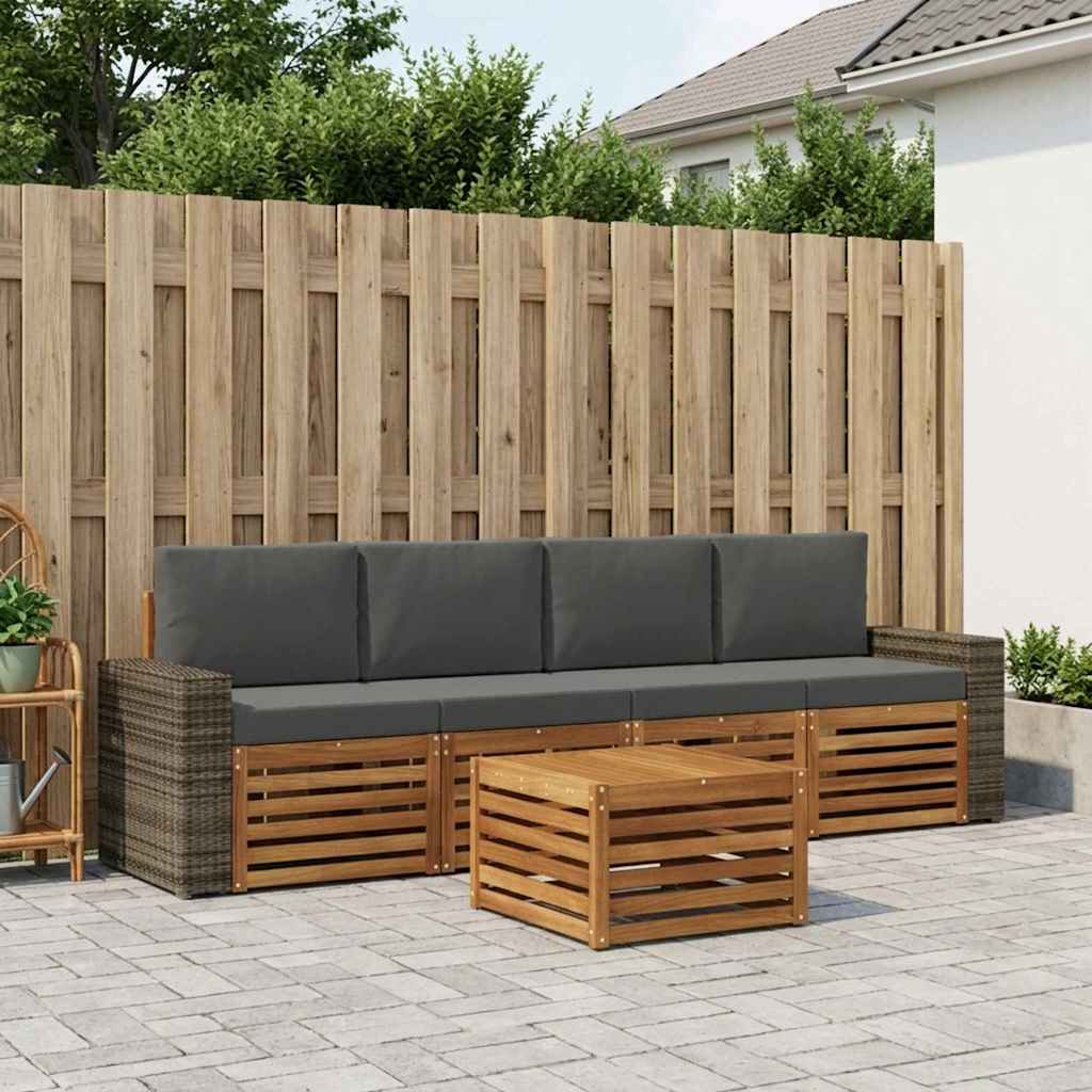 3384008_1.jpg vidaXL Záhradná súprava gaučov s vankúšom 5 pcs Prírodná a antracitová – Obrázok 1