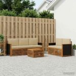 vidaXL Súpravy pohoviek s vankúšom 6 pcs Pevné akáciové drevo
