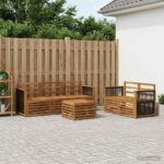 vidaXL Súpravy pohoviek 6 pcs Pevné akáciové drevo