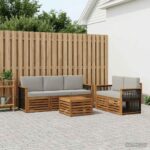 vidaXL Súpravy pohoviek s vankúšom 6 pcs Pevné akáciové drevo