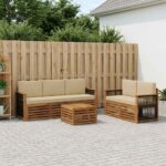 vidaXL Súpravy pohoviek s vankúšom 6 pcs Pevné akáciové drevo