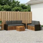vidaXL Súpravy pohoviek s vankúšom 6 pcs Pevné akáciové drevo