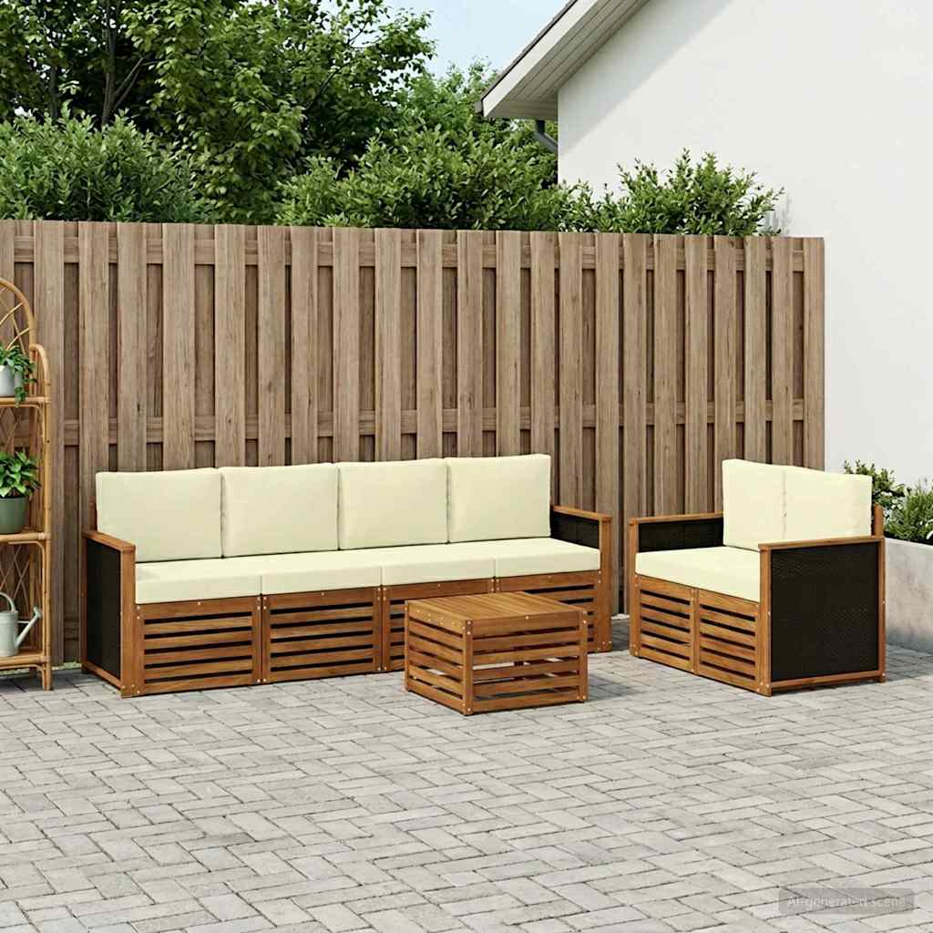3384041_1.jpg vidaXL Záhradná súprava gaučov s vankúšom 7 pcs Prírodná a krémová – Obrázok 1