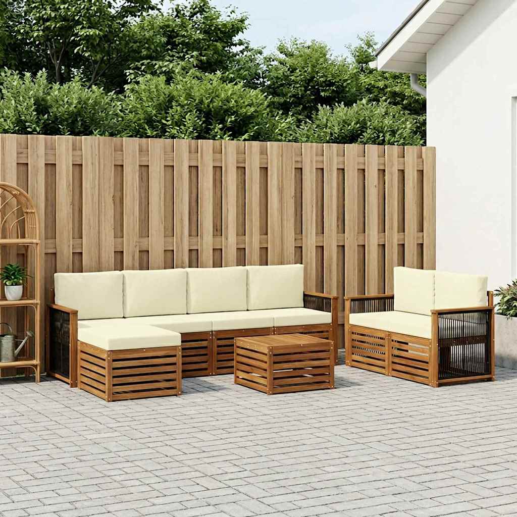 3384051_1.jpg vidaXL Záhradná súprava gaučov s vankúšom 7 pcs Prírodná a krémová – Obrázok 1