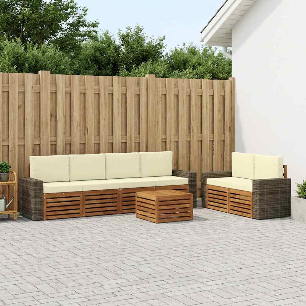 3384066_1.jpg vidaXL Záhradná súprava gaučov s vankúšom 7 pcs Prírodná a krémová – Obrázok 1