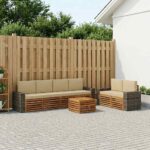 vidaXL Záhradná súprava gaučov s vankúšom 7 pcs Prírodná a béžová