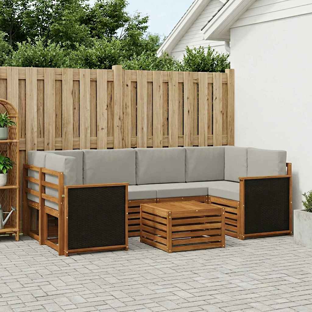 3384072_1.jpg vidaXL Záhradná súprava gaučov s vankúšom 7 pcs Prírodná a svetlosivá – Obrázok 1