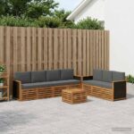 vidaXL Súpravy pohoviek s vankúšom 8 pcs Pevné akáciové drevo