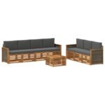 vidaXL Súpravy pohoviek s vankúšom 8 pcs Pevné akáciové drevo – Obrázok 2