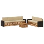 vidaXL Súpravy pohoviek s vankúšom 8 pcs Pevné akáciové drevo – Obrázok 2