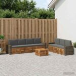 vidaXL Súpravy pohoviek s vankúšom 8 pcs Pevné akáciové drevo