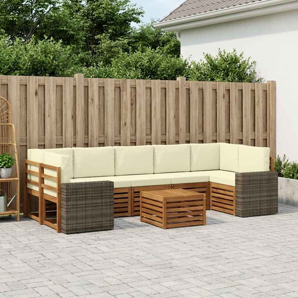 3384156_1.jpg vidaXL Záhradná súprava gaučov s vankúšom 8 pcs Prírodná a krémová – Obrázok 1