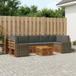 vidaXL Záhradná súprava gaučov s vankúšom 8 pcs Prírodná a antracitová