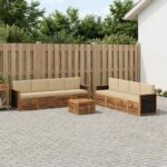 vidaXL Súpravy pohoviek s vankúšom 9 pcs Pevné akáciové drevo