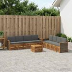 vidaXL Súpravy pohoviek s vankúšom 9 pcs Pevné akáciové drevo