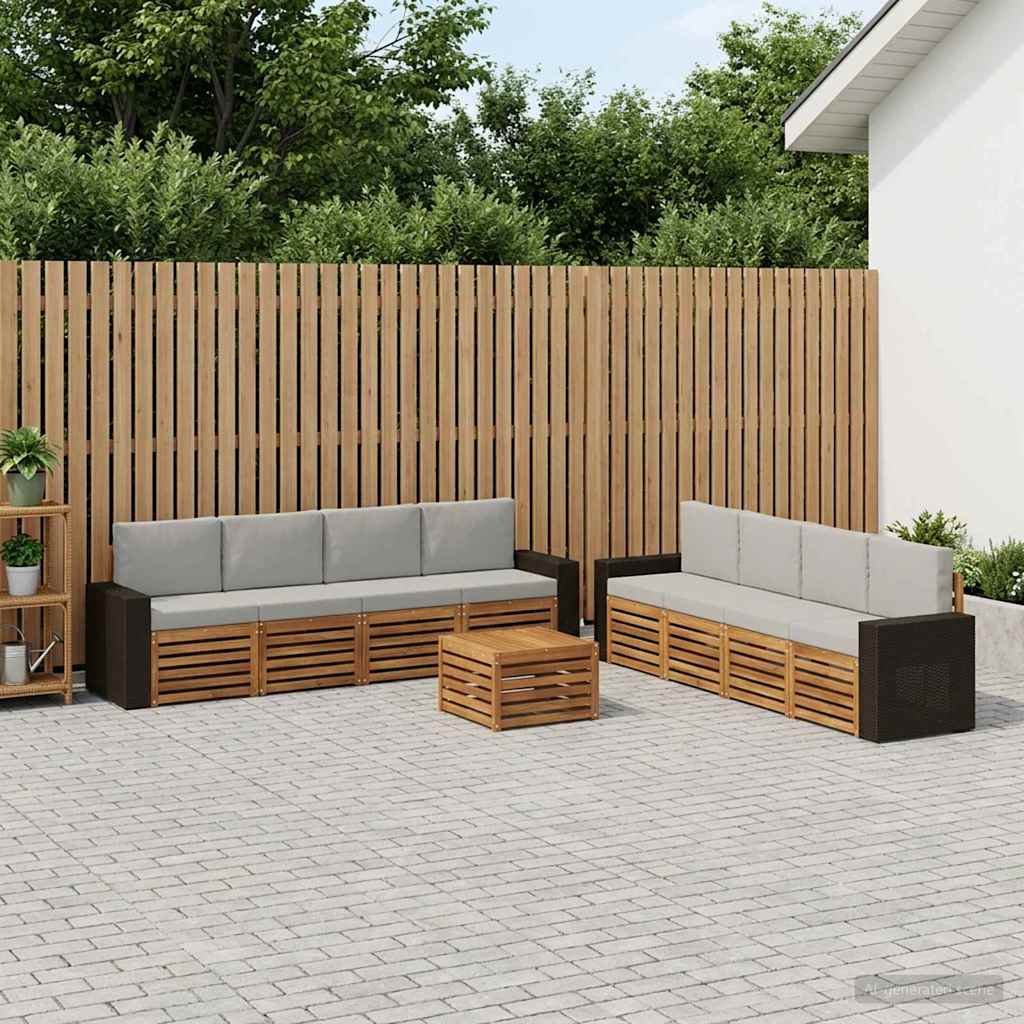 3384182_1.jpg vidaXL Súpravy pohoviek s vankúšom 9 pcs Pevné akáciové drevo – Obrázok 1