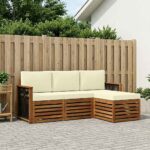 vidaXL Záhradná súprava gaučov s vankúšom 4 pcs Prírodná a krémová