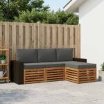 vidaXL Záhradná súprava gaučov s vankúšom 4 pcs Prírodná a antracitová