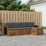 vidaXL Záhradná súprava gaučov s vankúšom 5 pcs Prírodná a antracitová